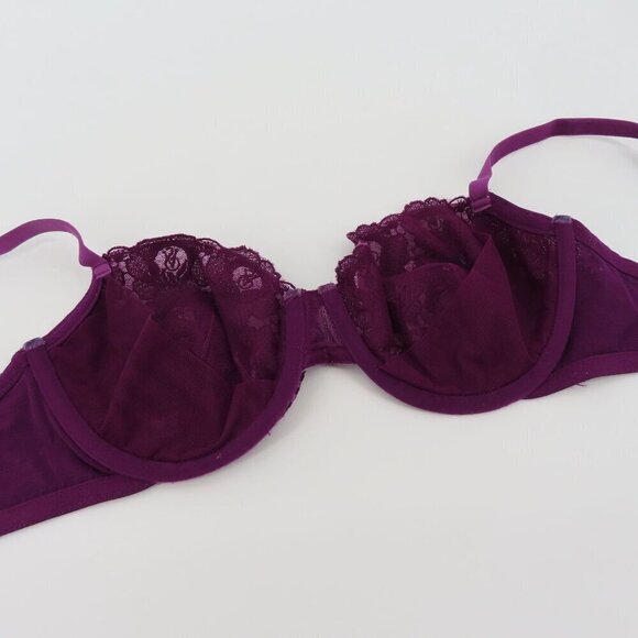 Victorias Secret 36C Bra Very Sexy Push Up Purple Lace Velvet Underwired Unlined - Picture 8 of 15
